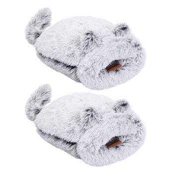 2PK Paws & Claws Calming Plush Cat Snuggler - Grey