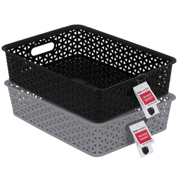 2PK Wicker Design Organiser Basket 4 Asstd 35.5X26X8.5Cm