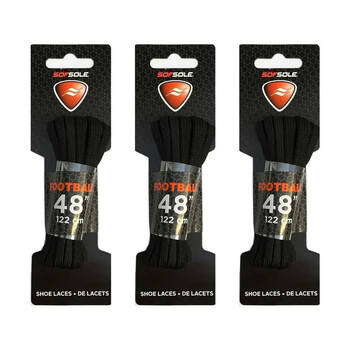 3PK SofSole Football Rugby Boots Shoe Laces 48in - Black