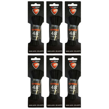 6PK SofSole Football Rugby Boots Shoe Laces 48in - Black