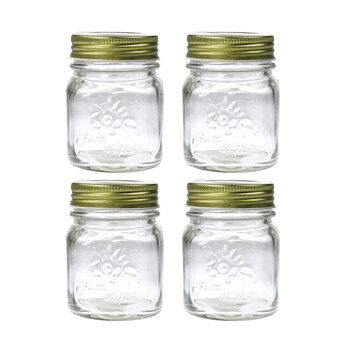 4PK Lemon & Lime Roma Glass Conserve Jar 200Ml 6X6X8cm