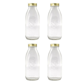 4PK Lemon & Lime Roma Glass Conserve Sauce Bottle 1L 9.5X9.5X22.5cm