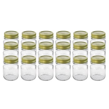 18PK Lemon & Lime Roma 200ml/8cm Glass Conserve Jar w/ Gold Lid - Clear