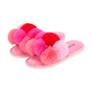 Annabel Trends Pom Pom Cosy Luxe Thongs Women's Slippers Shoes S/M Multi Pink