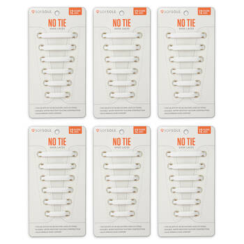 6PK SofSole Silicone No Tie Shoe Laces For 6 Eyelets - White