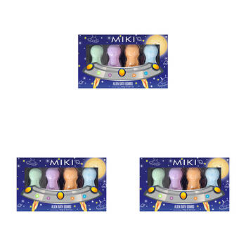 3PK Miki Alien Bath Bombs Fizzing Bath Bombs Lime Coconut, Grape, Blueberry - 3y+