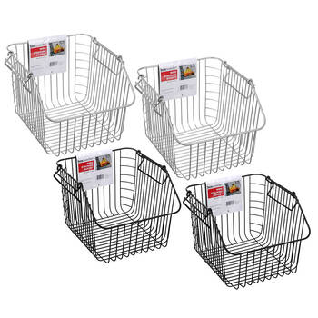 4PK Boxsweden Wire Stacking Basket - Assorted
