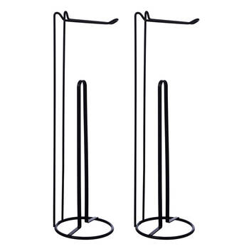 2PK Boxsweden 54cm Wire Toilet Roll Dispenser Stand - Black