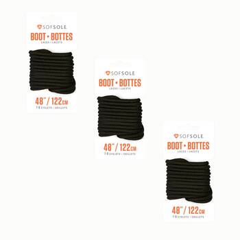 3PK SofSole Boot Shoe 48" Laces 7-8 Eyelets - Black