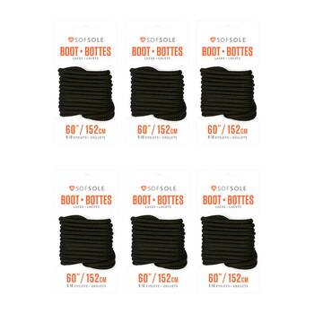 6PK SofSole Boot Shoe 60" Laces 9-10 Eyelets - Black