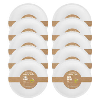 10x 12PK Lemon & Lime Sugarcane 18cm Side Bowl - White