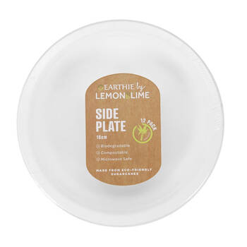 12PK Lemon & Lime Sugarcane 18cm Side Plate - White