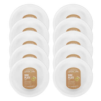 10x 12PK Lemon & Lime Sugarcane 18cm Side Plate - White