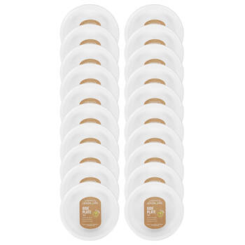 20x 12PK Lemon & Lime Sugarcane 18cm Side Plate - White
