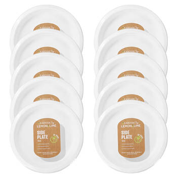 10x 30PK Lemon & Lime Sugarcane 18cm Side Plate - White
