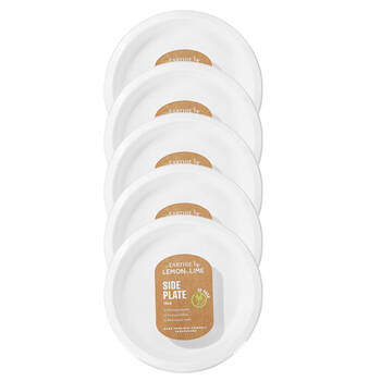 5x 30PK Lemon & Lime Sugarcane 18cm Side Plate - White