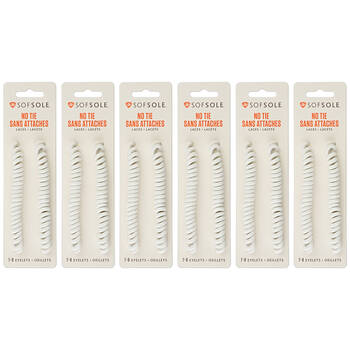 6PK SofSole No-Tie Athletic/Casual Shoe Laces 27-45in - White