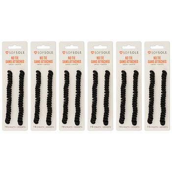 6PK SofSole No-Tie Athletic/Casual Shoe Laces 27-45in - Black