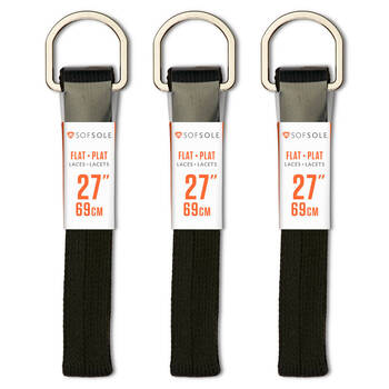 3PK SofSole Kids Athletic Casual Shoe Laces 27in - Black