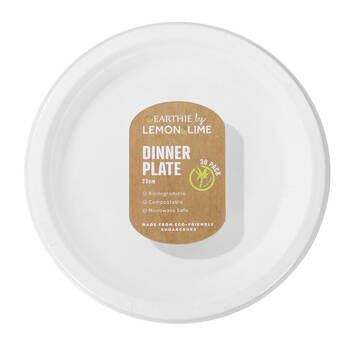 30PK Lemon & Lime Sugarcane 23cm Dinner Plate - White