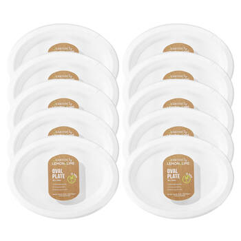 10x 10PK Lemon & Lime Sugarcane Oval Pate - White