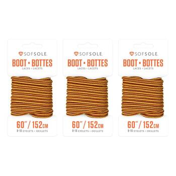3PK Sof Sole 60" Waxed Work/Casual Boot Laces - Gold/Brown
