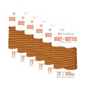 6PK Sof Sole 72" Waxed Work/Casual Boot Laces - Gold/Brown