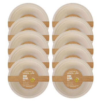10x 12PK Lemon & Lime Sugarcane 18cm Side Bowl - Natural