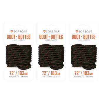 3PK Sof Sole 72in Waxed Work/Casual Boots Laces - Black/Tan