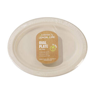 30PK Lemon & Lime Sugarcane Oval Plate - Natural