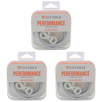 3PK SofSole Performance Stretch Shoe Laces w/ Lock 38in - White