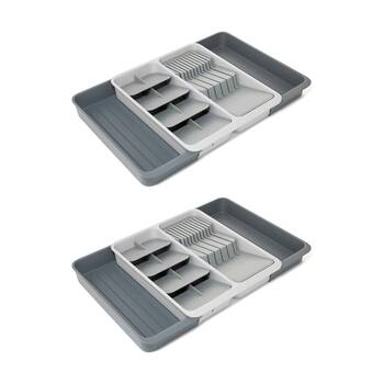 2PK Joseph Joseph DrawerStore Expanding Tray/Knife Block Kitchen Organizer Stone