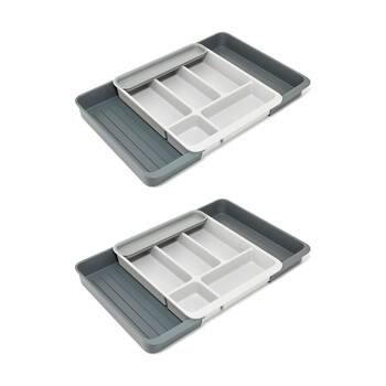 2PK Joseph Joseph DrawerStore Expanding Cutlery Tray Kitchen Storage Stone