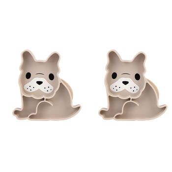 2PK Melii Luxe Childrens Animal-Printed Round Silicone Suction Plate Bulldog 6m+
