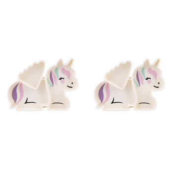 2PK Melii Luxe Childrens Animal-Printed Round Silicone Suction Plate Unicorn 6m+