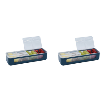 2PK Melii Luxe 4 Compartment Snackle Box Snack Container Blue