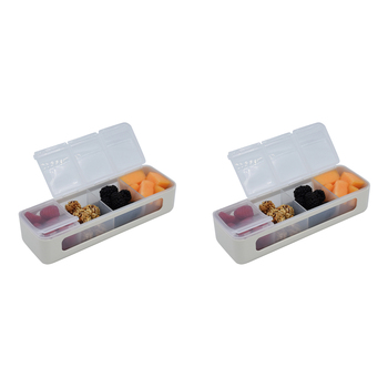 2PK Melii Luxe 4 Compartment Snackle Box Snack Container Ivory