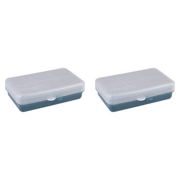 2PK Melii Luxe Snackle Box Food Storage Container w/ 6 Compartments Mini Blue