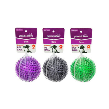 3PK Paws And Claws Spikey Ball Tpr Pet Toy 9Cm Asstd  Colour