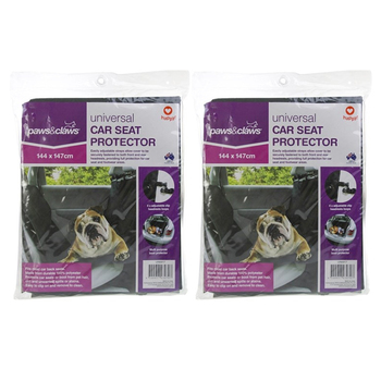 2PK Paws & Claws 147cm Pet Car Seat Protector - Black