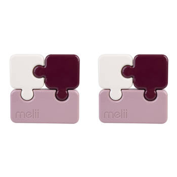 2PK Melii Luxe Childrens Puzzle Food & Snacks Container Lunch Box 850ml Pink