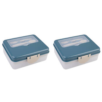 2PK Melii Luxe 2-Tier Bento Box Food Container w/ 6 Compartments Boys 3y+