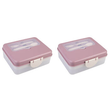 2PK Melii Luxe 2-Tier Bento Box Food Container w/ 6 Compartments Girls 3y+