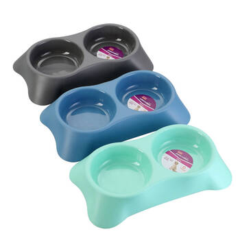 3PK Paws & Claws 31cm Pet Assentials Dual Pet Bowl - Assorted