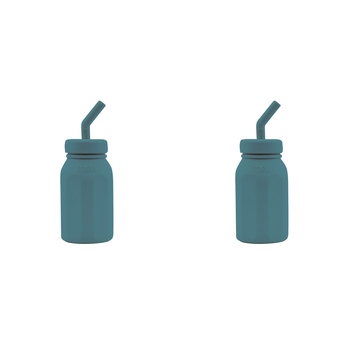 2PK Melii Luxe Silicone Water Bottle w/ Drinking Straw Blue