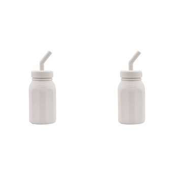 2PK Melii Luxe Silicone Water Bottle w/ Drinking Straw Ivory