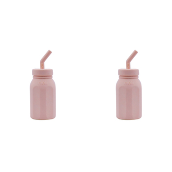 2PK Melii Luxe Silicone Water Bottle w/ Drinking Straw Pink