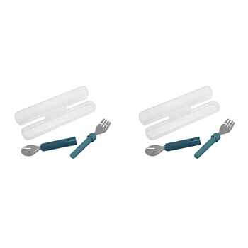 2PK Melii Luxe Detachable Spoon & Fork Set w/ Case Blue