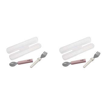2PK Melii Luxe Detachable Spoon & Fork Set w/ Case Pink