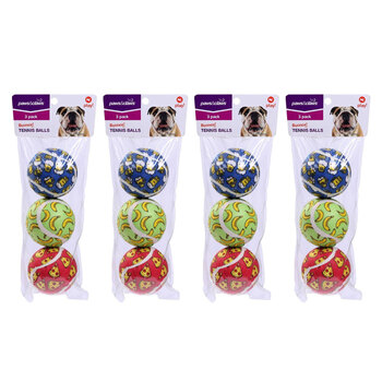 12PK Paws & Claws Tennis Balls 6cm Printed Assorted
